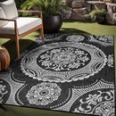 Medallion Outdoor Rug 5x7 Washable Outside Carpet for Indoor Patio Porch Waterproof Easy Cleaning Non Shedding Area Rugs Black 5 x 7 by CozyNest Decor