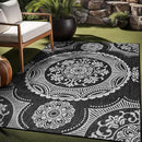 Medallion Outdoor Rug 9x12 Washable Outside Carpet for Indoor Patio Porch Waterproof Easy Cleaning Non Shedding Area Rugs Black 9 x 12 by CozyNest Decor