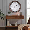 CLXEAST 18 Inch Illuminated Outdoor Indoor Atomic Analog Wall Clock with Temperature & Humidity, Lighted Outdoor Clocks for Patio Large Waterproof with Thermometer,Bronze Finish,House Warming Gifts by CozyNest Decor