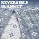 jinchan Boho 100% Cotton Blanket Muslin Lightweight Twin Size Quilted Throw Blanket for Couch Soft Cozy All Season Blanket 3-Layer Floral Throw Cotton Blanket for Bedroom Decor Blue 60x80 Inches by CozyNest Decor