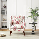 UIXE Floral Accent Chair, Modern Upholstered Armchair in Fabric for Living Room, Comfy Club Arm Chairs Single Sofa Button Tufted Bedroom Reading Seat - Pattern White, Set of 2 by CozyNest Decor