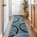 Rugshop Modern Wavy Circles Design Runner Rug 2'7" x 12' Blue by TinyTreasures Baby Boutique