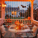 JMEXSUSS 300LED Orange Halloween Lights with Remote, 9.8x9.8ft Halloween Curtain Light, 8 Modes Orange Hanging String Lights Plug in for Fall Bedroom Thanksgiving Window Party Indoor Outdoor Decor by CozyNest Decor