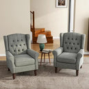 UIXE High Back Accent Chairs Set of 2, Upholstered Armchair in Fabric, Retro Wingback Arm Chair for Living Room, Comfy Single Sofa Bedroom Reading Seat with Solid Wood Legs - Dark Gray by CozyNest Decor
