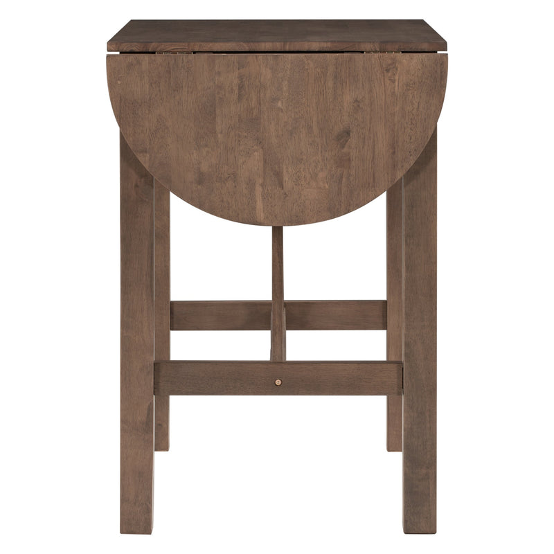 3-Piece Wood Counter Height Drop Leaf Dining Table Set with 2 Upholstered Dining Chairs for Small Place, Brown