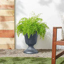 PL00GY Classic Traditional Plastic Urn Planter Indoor/Outdoor, 16" x 18", Gray by CozyNest Decor