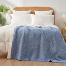 Snuggle Sac Royal Blue Blanket Twin Size for Bed and Sofa, Reversible Super Soft Blankets Warm Cozy Knit Blankets Fuzzy Plush Blankets, Heather Blue, 60x80 inches by TinyTreasures Baby Boutique