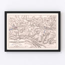 Vintage Map of the Battles of Champaubert & Vauchamps, 1814