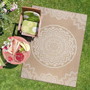 CAMILSON Outdoor Rug 8x10 Modern Area Rugs for Indoor and Outdoor Patios and Porches - Waterproof, Washable, Non-Shedding, Easy-to-Clean Outside Carpet (8 x 10, Medallion - Beige/White) by CozyNest Decor