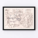Vintage Map of the Battle of La Rothiere, 1814