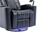 270° Power Swivel Recliner Home Theater Chair With Hidden Arm Storage, LED Light, Cup Holder, And Tray Table by HouseOfZazla