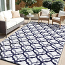 OLANLY Reversible Outdoor Rug 8x10 ft Clearance, Waterproof Outdoor Plastic Straw Rug with Interlacing Pattern, RV Mat for Patio, Camping, Balcony, Deck, Backyard, Navy & White by CozyNest Decor
