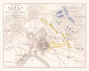Vintage Map of the Battle of Hanau, 1813