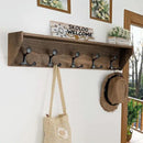 SKOLOO Wall Shelf with Hooks, 35-Inch Weathered Brown Coat Rack Wall Mount with Shelf Organizer - Lightweight & Sturdy, 5 Tri Hooks - Perfect for Entryway, Hallway, Living Room, Bedroom, Mudroom by CozyNest Decor