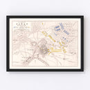 Vintage Map of the Battle of Hanau, 1813