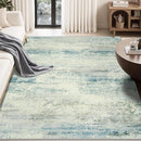 5x7 Area Rugs for Lliving Room Bedroom, Abstract Washable Rugs with Non-Slip Backing, Stain Resistant Thin Carpet for Dorm Dining Room Table Nursery Indoor Home Office-Blue/Gray by TinyTreasures Baby Boutique