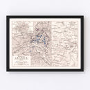 Vintage Map of the Battle of Leipzig, 1813