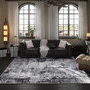 6x9 Rug Washable Bedroom Rug Large Soft Area Rug Abstract Pattern Non-Slip Faux Wool Vintage Rug for Living Room, Farmhouse, Dining Room, Kids Playroom, Grey and Black by TinyTreasures Baby Boutique