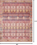 Loloi Layla Collection LAY-15 Magenta/Multi 7'-6" x 9'-6" .13" Thick Area Rug, Soft, Durable, Vintage Inspired, Distressed, Low Pile, Non-Shedding, Easy Clean, Printed, Living Room Rug by CozyNest Decor