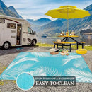 Pauwer Waterproof Outdoor Rug 8x10, Reversible Plastic Straw Patio Camping Rug, Indoor Outdoor RV Mat Carpet for Deck, Camper, Porch, Balcony, Backyard, Picnic, Leaf Teal by GreenHaven Gardens