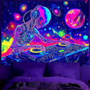 BVBOX Blacklight Space Alien Tapestry 79"x59", UV Reactive Glow in Dark DJ Alien Universe Galaxy Planet Music Tapestries, Black Light Neon Upright Poster Wall Hanging Backdrop Decor for Bedroom Living Room by CozyNest Decor