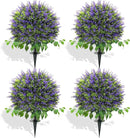 28" Artificial Boxwood Topiary Ball with Lavender, UV Resistant Topiary Tree Faux Boxwood Ball Shaped Porch Bushes with Ground Spike Artificial Bushes for Outdoors Front Door Decor Home Garden by GreenHaven Gardens