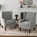 Lumibee High Back Accent Chair Set of 2,Upholstered Wingback Armchair with Solid Wood Legs for Small Spaces,Comfy Single Sofa Chair for Living Room,Bedroom,Office-Light Gray by CozyNest Decor