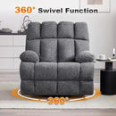 Oversized Swivel Rocker Recliner Chair Set of 2 for Adult, Rock Recliner for Big Man, Extra Wide Manual Recliners, Overstuffed Soft Rocking Sofa Chair,Light Grey by CozyNest Decor