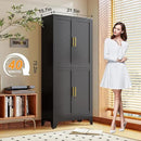 75.2" Tall Metal Pantry Cabinet, Storage Cabinets with 4 Door and 4 Adjustable Shelves, Black Kitchen Pantry Storage Cabinet, Freestanding Cupboard for Kitchen Dining Room Living Room Bathroom by CozyNest Decor