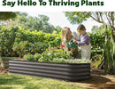 Galvanized Raised Garden Beds Outdoor // 8×2×1 ft Planter Raised Beds for Gardening, Vegetables, Flowers // Large Metal Garden Box (Gray) // Patented Tool-Free Design by GreenHaven Gardens