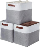 DECOMOMO Storage Baskets | Large Storage Bins 54.5L Fabric Baskets for Organizing Laundry Nursery Toys Cloth Linen Closet Organizers with Handles (Grey and White, XXXL - Jumbo/3P - 17" x 13" x 15") by CozyNest Decor