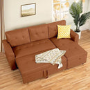 Naomi Home L-Shaped Reversible Sectional Sofa with Pull-Out Sleeper Bed and Storage Chaise, Caramel Air Leather by CozyNest Decor