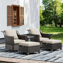Joyside Wicker Patio Furniture Sets, 5 Pieces Upgraded Large Size Outdoor Furniture with Swivel Rocking Patio Chairs, Outdoor Ottoman and Side Table, Thick Cushions, Wide Armrest by GreenHaven Gardens