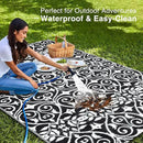 OLANLY Outdoor Rug Waterproof 5x8 ft Clearance, Reversible Outdoor Plastic Straw Rug with Floral Pattern, RV Mat for Patio, Camping, Balcony, Deck, Backyard, Black & White by CozyNest Decor