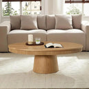 Modern Oval Coffee Table with Wood Pedestal,47.24" Farmhouse Center Table for Living Room, Ellipse Coffee Tables Tea Table for Bedroom, Apartment-Natural by CozyNest Decor