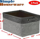 SIMPLE HOUSEWARE Large Fabric Storage Bin, 14.4" x 10" with Handles, 3-Pack, Foldable Organizer for Closet and Shelf, Dark Gray by CozyNest Decor