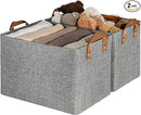 GRANNY SAYS Storage Baskets for Shelves, Closet Organizer Bins, Clothes Storage Bins with Metal Frame, Extra Large Baskets for Organizing and Storage, Collapsible, Gray, 2-Pack by CozyNest Decor
