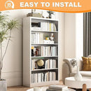 White Bookshelf, 55” Adjustable Tall Metal Bookshelf, 5-Tier Wide Bookshelf with Anti-Tilt Device, Modern Book Cases and Book Shelves for Bedroom, Living Room, Playroom, Study by CozyNest Decor