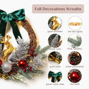 Christmas Door Wreath Lighted Xmas Wreaths - Walasis Winter Wreaths for Front Door Decor Outside Flocked Christmas Wreath Hanging with Lights for Wall by CozyNest Decor
