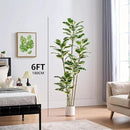Artificial Rubber Plant 6FT Faux Plants Indoor Fake Rubber Tree with White Planter, Tall Fake Plants Potted Tree Floor Plant in Pot, Artificial Trees for Home Office Room Outdoor Decor by CozyNest Decor