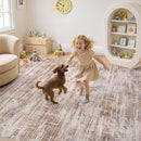 Area Rug for Living Room: 7x9 Washable Neutral Abstract Modern Soft Rugs Non Slip Indoor Floor Stain Resistant Large Carpet for Bedroom Dining Room Office Nursery - Red Brown by TinyTreasures Baby Boutique