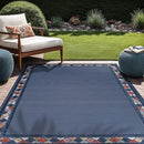Beverly Rug Outdoor Rug 6x9 Modern Bordered Area Rugs for Indoor and Outdoor Patio Easy to Clean Non Shedding Living Room Porch Garden Washable Outside Carpet (6 x 9 Blue) by CozyNest Decor