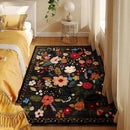 Area Rug 4x6 Rug Washable Boho Rugs Non Slip Low Pile Floral Small Carpet for Bedroom, Bedside, Kids Room, Office, Dining Room(Black) by CozyNest Decor