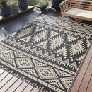 OLANLY Outdoor Rug Waterproof 5x8 ft, Reversible Outdoor Plastic Straw Rug, Boho Patio Rug, Indoor Outdoor Carpet, RV Mat Outside for Patio, Camp, Picnic, Balcony, Deck, Backyard, Black & Beige by GreenHaven Gardens