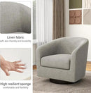 Swivel Barrel Accent Chair, Modern Round Linen Arm Chair for Living Room, Bedroom, Comfy Club Reading Chairs for Adults（Linen Fabric, Khaki, Set of 4 by CozyNest Decor