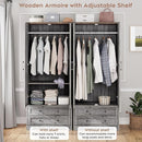 Brafab Armoire Wardrobe Closet with 2 Modern Doors, 71" Tall Freestanding Closet Wardrobe Cabinet with Drawers and Hanging Rail, Light Wooden Storage Cabinet with Shelve for Bedroom (Grey, 2 Doors) by CozyNest Decor
