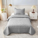 MarCielo 3-Piece 100% Cotton Oversized Bedspread Lightweight Quilt Coverlet Embroidery Farmhouse Bedding Set T0 (Light Grey, Twin (68"x86")) by CozyNest Decor