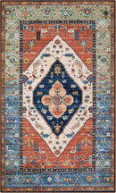 Lahome Boho 3x5 Washable Area Rugs, Small Non-Slip Bedroom Carpet Throw Low-Pile Rugs for Entryway Kitchen, Oriental Distressed Carpet for Bathroom Office Laundry Living Room, Rust by TinyTreasures Baby Boutique