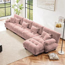 L Shaped Couch Sectional Couch, 4-Seater Cloud Couch Sectional Oversized Couch, Sofa Bed Couch with Round Bolster Armrests 6 Pillows, Modular Couch Home Sofa Living Room Couch(Pink) by CozyNest Decor