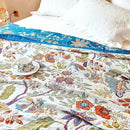 Boho Throw Blanket, 100% Organic Cotton Breathable Ultra Soft Bed Quilt Throw - All Season Floral Bird Butterfly Farmhouse Decor Blanket for Sofa Couch Chair and Gift. 60" x 80" by CozyNest Decor
